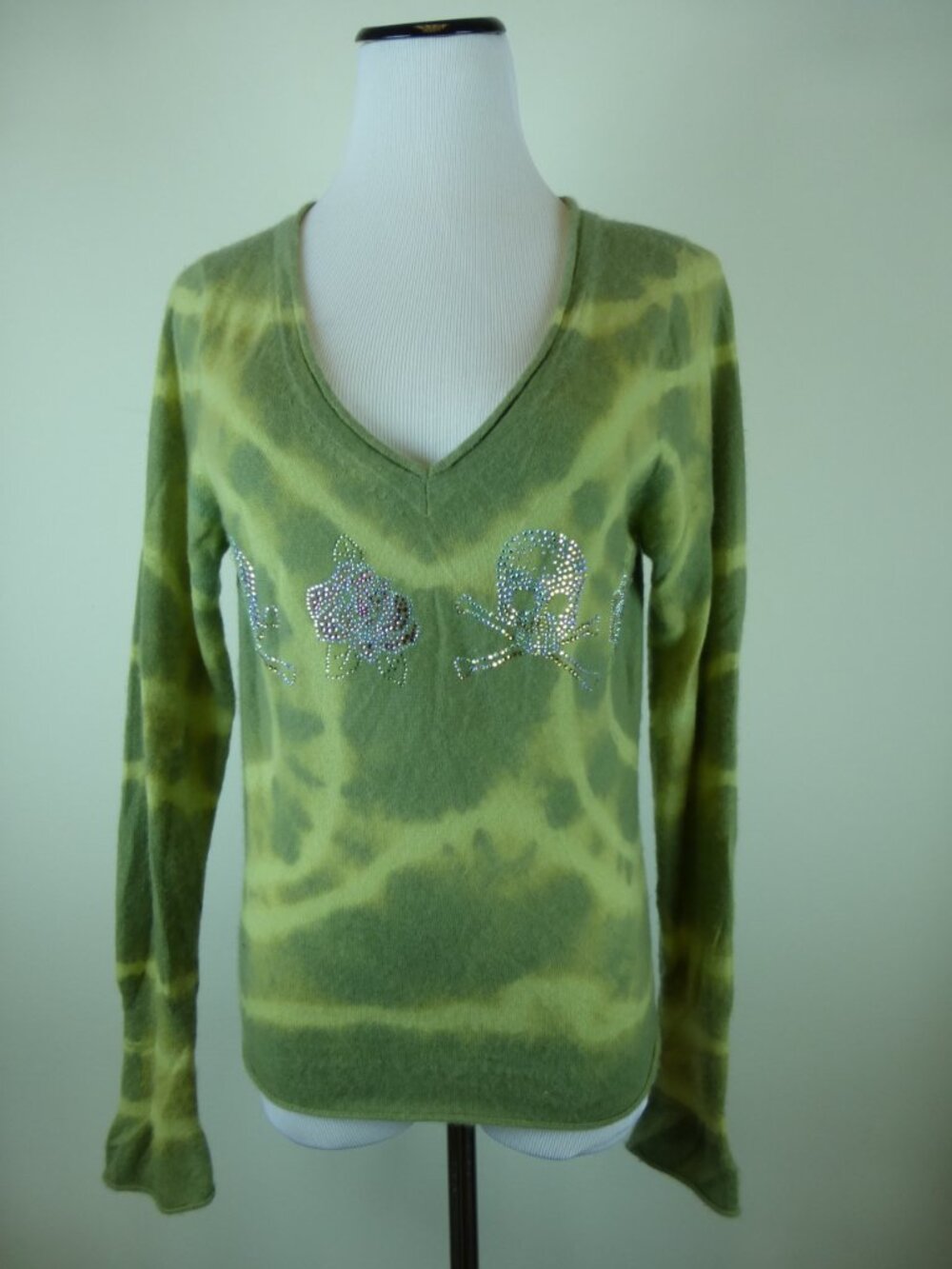 CAKE COUTURE skull tie dye crystal SWEATER M